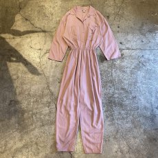 画像1: PINK COLOR DESIGN SILK JUMPSUIT /  Ladies XS (1)