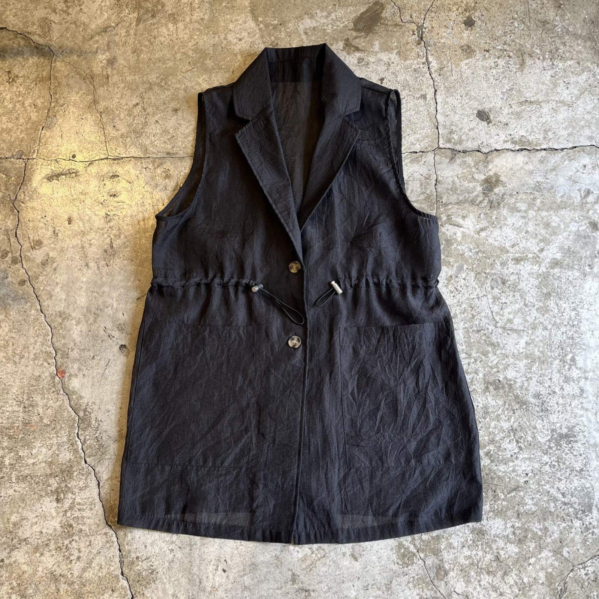 画像1: WAIST DRAW CORD DESIGN SHEER VEST / Ladies L (1)