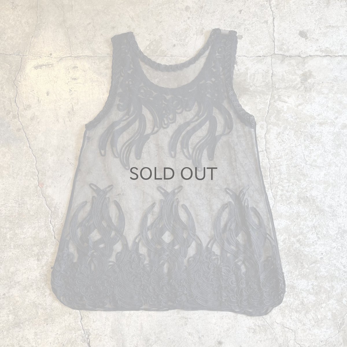 画像2: BLACK COLOR EMBROIDERY DESIGN PATTERN TULLE N/S TOPS / Ladies M (2)