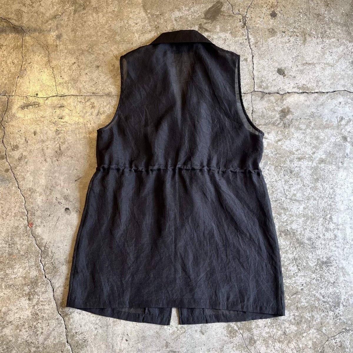 画像2: WAIST DRAW CORD DESIGN SHEER VEST / Ladies L (2)