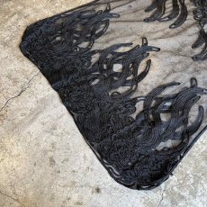 画像4: BLACK COLOR EMBROIDERY DESIGN PATTERN TULLE N/S TOPS / Ladies M (4)
