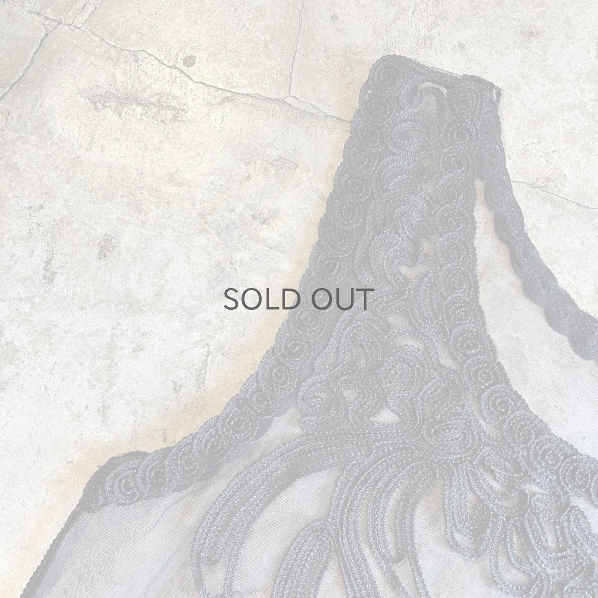 画像7: BLACK COLOR EMBROIDERY DESIGN PATTERN TULLE N/S TOPS / Ladies M (7)