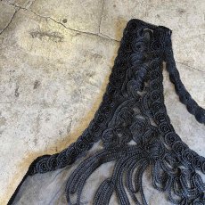 画像7: BLACK COLOR EMBROIDERY DESIGN PATTERN TULLE N/S TOPS / Ladies M (7)