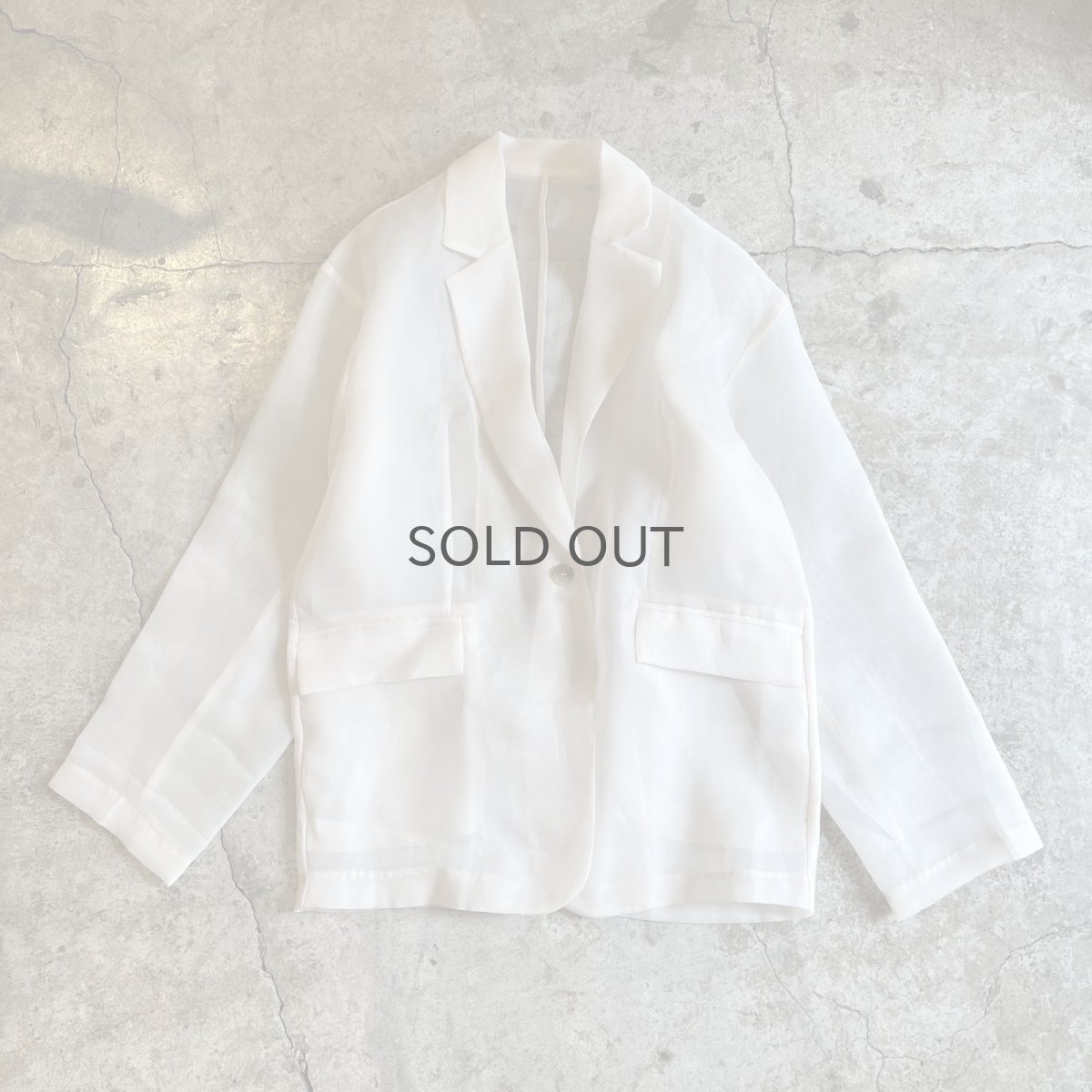 画像1: IVORY COLOR 1 BUTTON DESIGN SHEER TAILORED JACKET / Ladies M (1)