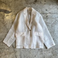 画像1: IVORY COLOR 1 BUTTON DESIGN SHEER TAILORED JACKET / Ladies M (1)