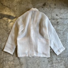 画像2: IVORY COLOR 1 BUTTON DESIGN SHEER TAILORED JACKET / Ladies M (2)