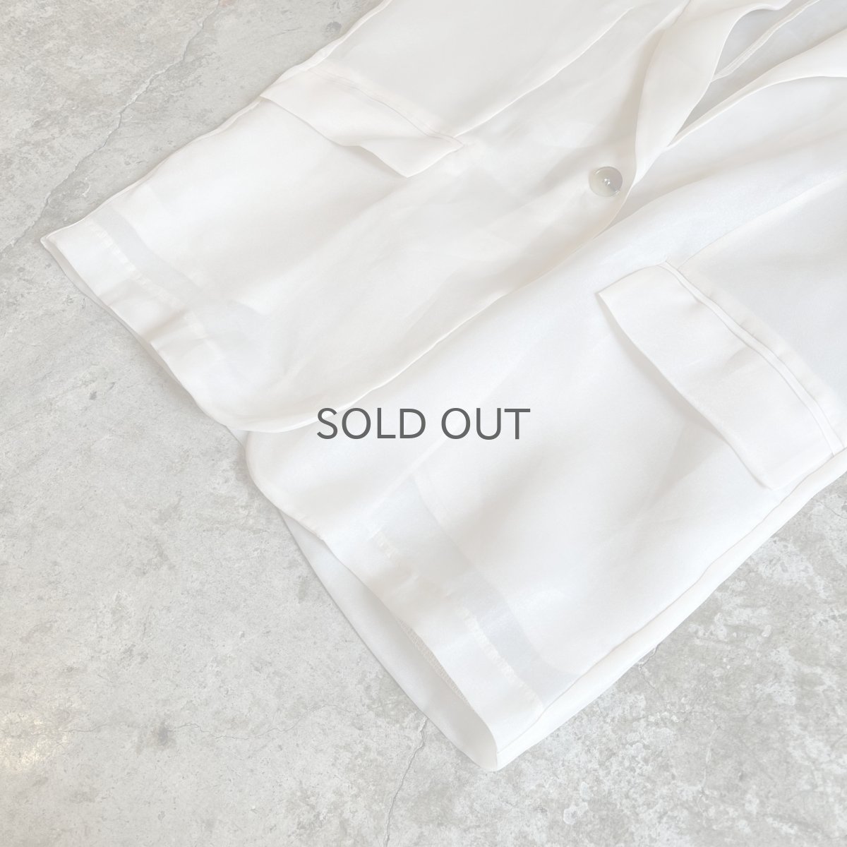 画像4: IVORY COLOR 1 BUTTON DESIGN SHEER TAILORED JACKET / Ladies M (4)