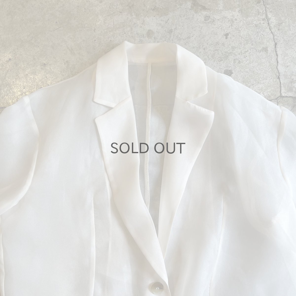 画像9: IVORY COLOR 1 BUTTON DESIGN SHEER TAILORED JACKET / Ladies M (9)