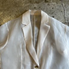 画像9: IVORY COLOR 1 BUTTON DESIGN SHEER TAILORED JACKET / Ladies M (9)