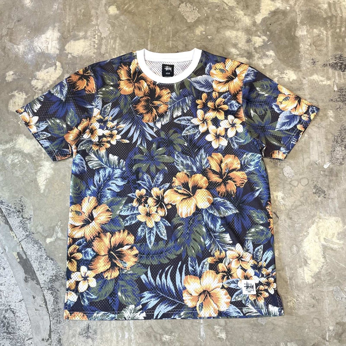 画像1: 【STUSSY】ALL OVER FLORAL GRAPHIC PATTERN MESH S/S TEE / Mens M(L) (1)
