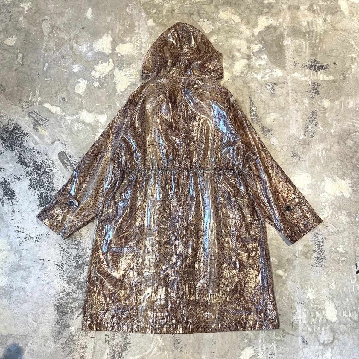 画像2: ALL OVER PYTHON PATTEN SHEER HOODIE JACKET / Mens L (2)