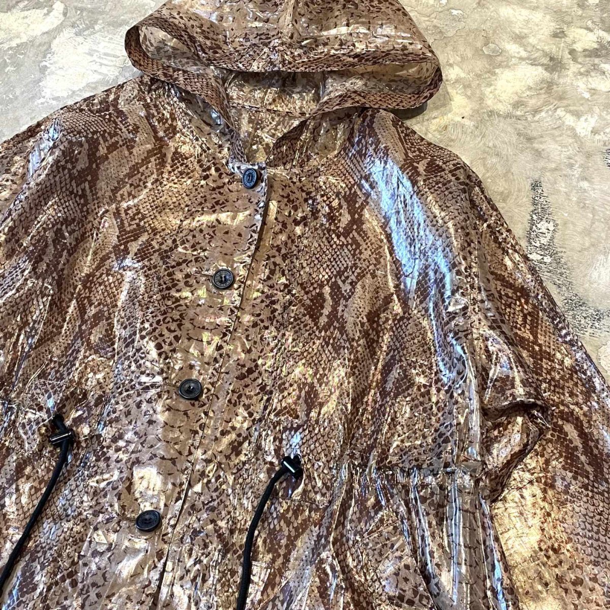 画像4: ALL OVER PYTHON PATTEN SHEER HOODIE JACKET / Mens L (4)