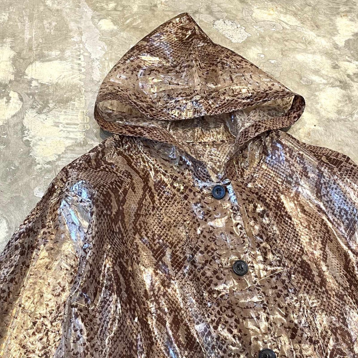 画像3: ALL OVER PYTHON PATTEN SHEER HOODIE JACKET / Mens L (3)