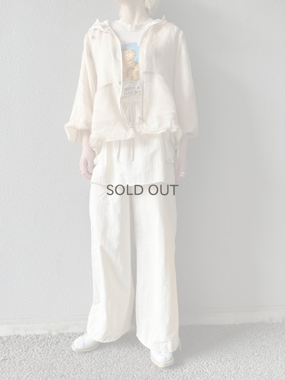 画像15: DOUBLE DESIGN SHEER HOODIE ZIP UP JACKET / Ladies M~L (15)