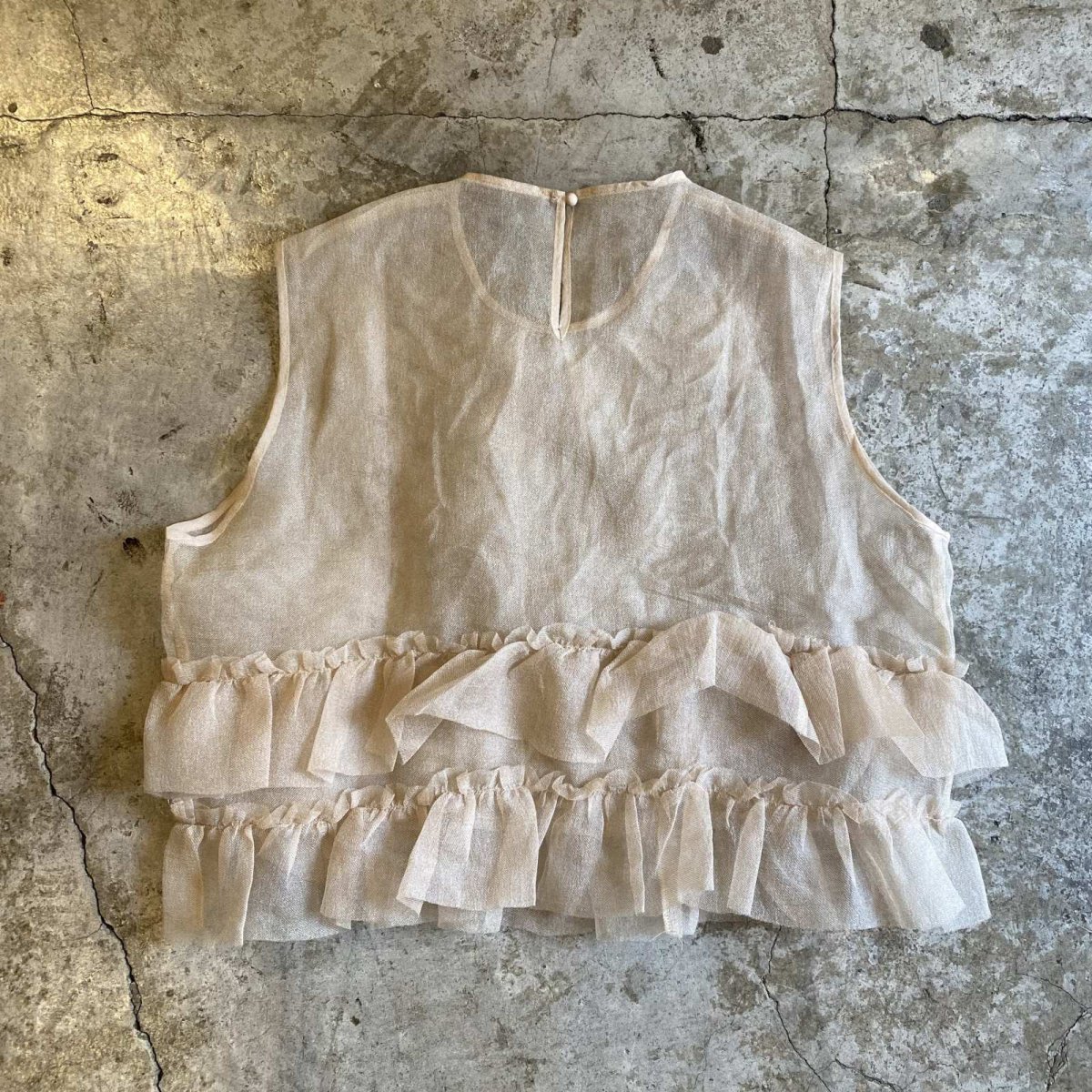 画像2: TIERED DOWN FRILL DESIGN N/S TOPS / Ladies L (2)