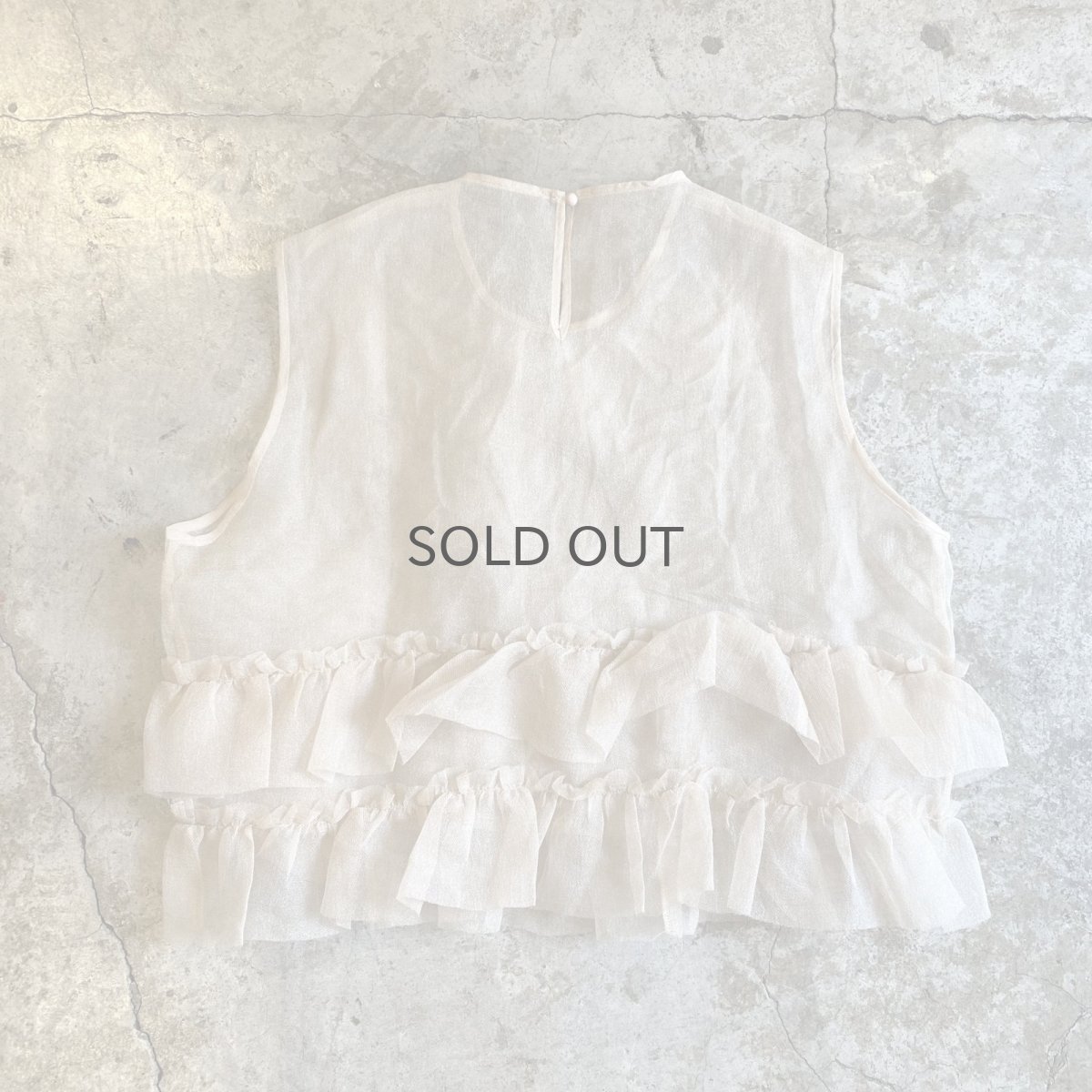 画像2: TIERED DOWN FRILL DESIGN N/S TOPS / Ladies L (2)