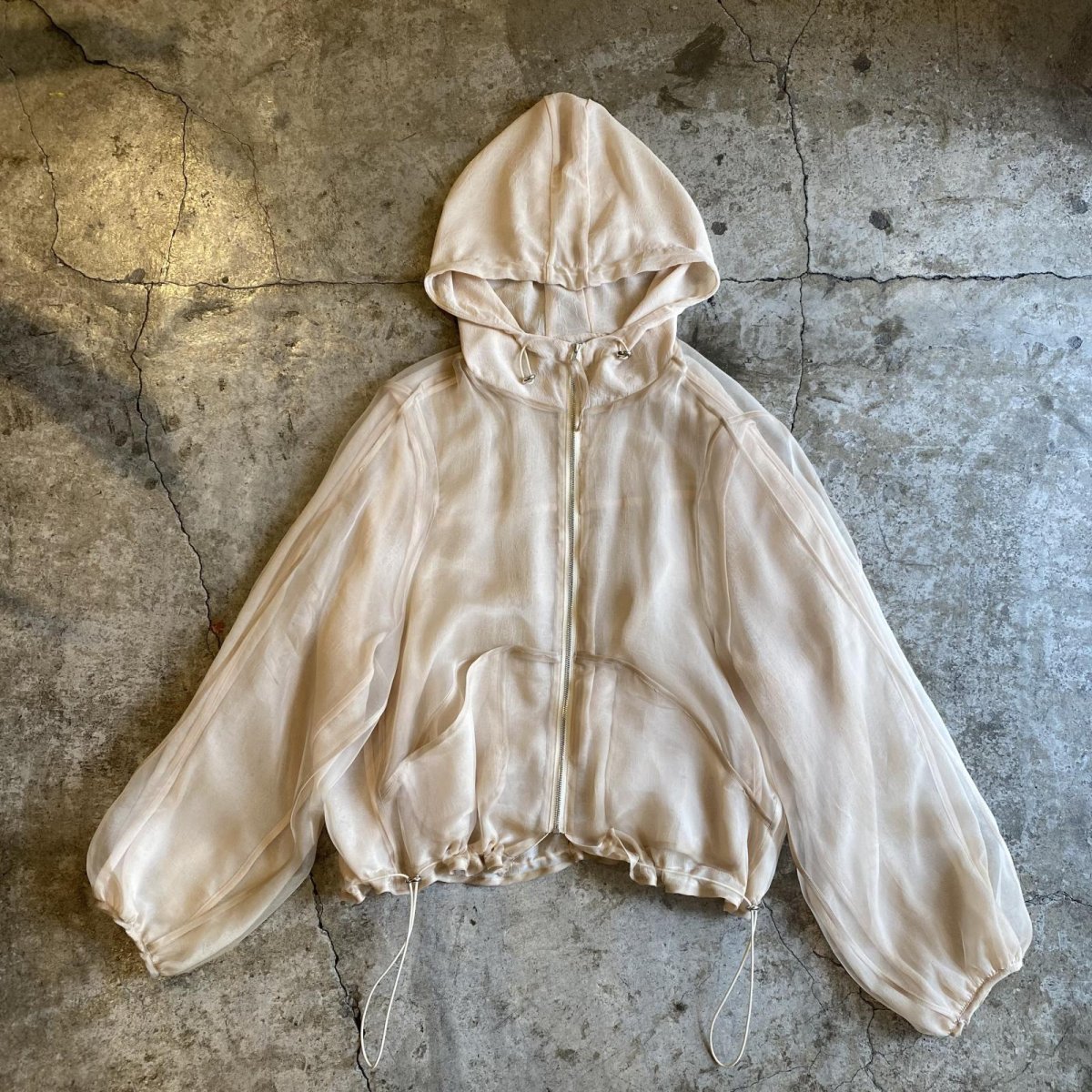 画像1: DOUBLE DESIGN SHEER HOODIE ZIP UP JACKET / Ladies M~L (1)