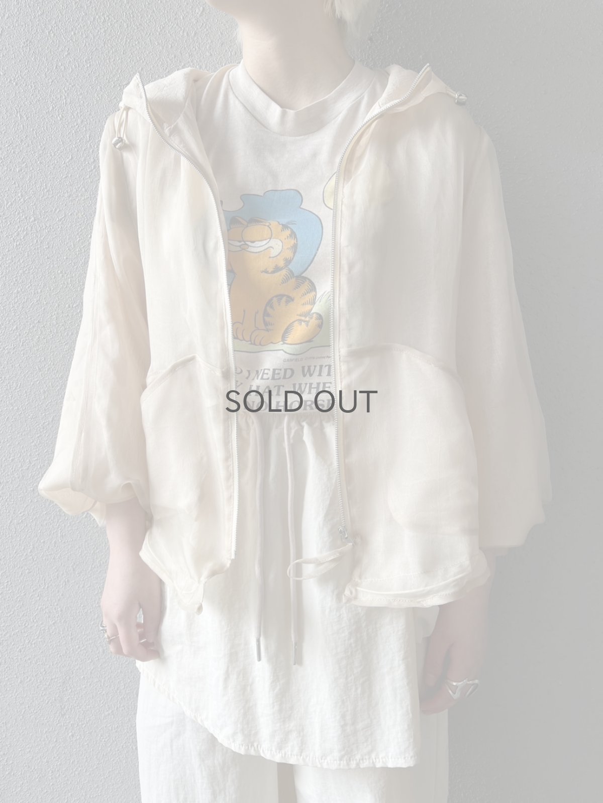 画像14: DOUBLE DESIGN SHEER HOODIE ZIP UP JACKET / Ladies M~L (14)