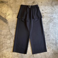 画像1: BLACK COLOR PLEATED SKIRT SEPARATE LAYERED PANTS / W28 (1)