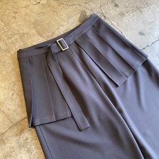 画像3: CHARCOAL GREY COLOR PLEATED SKIRT SEPARATE LAYERED PANTS / W29 (3)