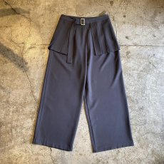 画像1: CHARCOAL GREY COLOR PLEATED SKIRT SEPARATE LAYERED PANTS / W29 (1)