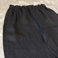 画像9: BLACK COLOR LINEN WIDE SILHOUETTE PANTS / FREE (9)