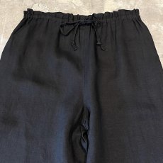 画像10: BLACK COLOR LINEN WIDE SILHOUETTE PANTS / FREE (10)
