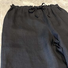 画像3: BLACK COLOR LINEN WIDE SILHOUETTE PANTS / FREE (3)