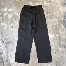 画像1: BLACK COLOR LINEN WIDE SILHOUETTE PANTS / FREE (1)