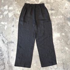 画像2: BLACK COLOR LINEN WIDE SILHOUETTE PANTS / FREE (2)