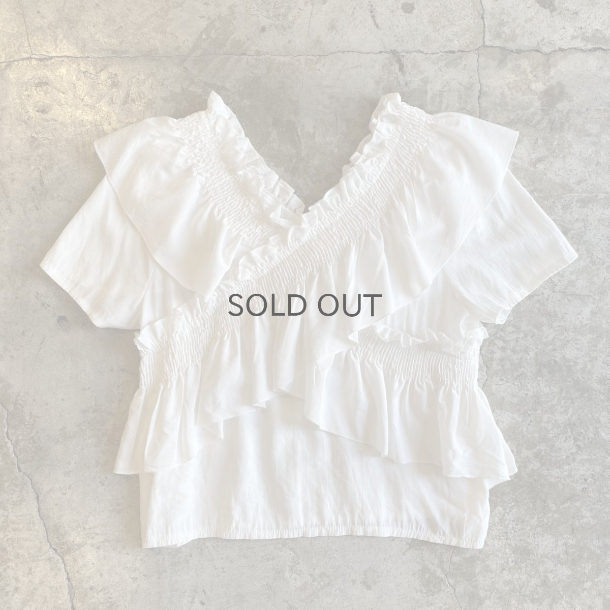 画像1: CROSS DESIGN FRILL VNECK S/S TOPS / Ladies M (1)
