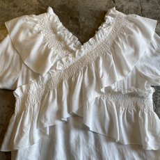 画像4: CROSS DESIGN FRILL VNECK S/S TOPS / Ladies M (4)