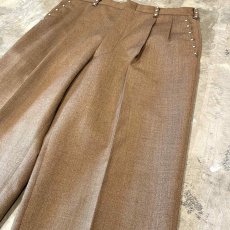 画像4: STUDS DECORATIVE BROWN COLOR SLACKS / W31 (4)