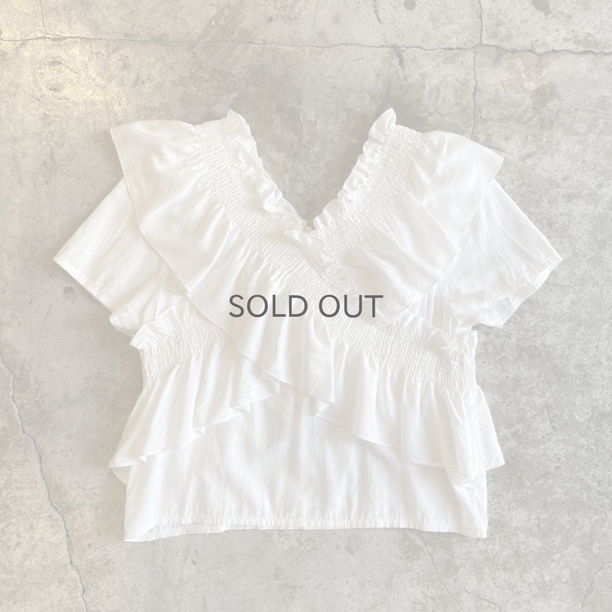 画像2: CROSS DESIGN FRILL VNECK S/S TOPS / Ladies M (2)