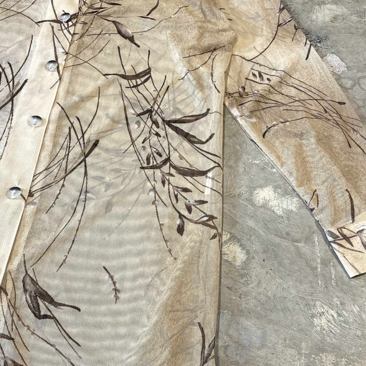 画像6: LEAVES GRAPHIC PATTERN SHEER L/S SHIRT / Mens M (6)