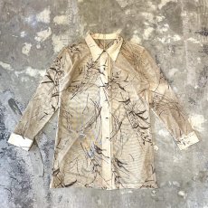 画像1: LEAVES GRAPHIC PATTERN SHEER L/S SHIRT / Mens M (1)