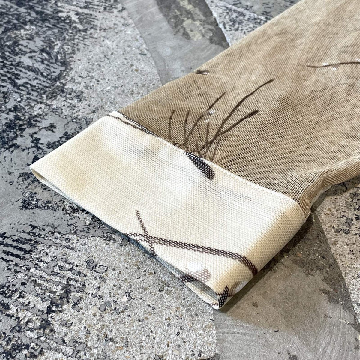 画像7: LEAVES GRAPHIC PATTERN SHEER L/S SHIRT / Mens M (7)