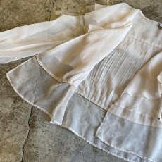 画像7: OLD FRILL DESIGN COLLAR SHEER BLOUSE / Ladies M / MADE IN ENGLAND (7)