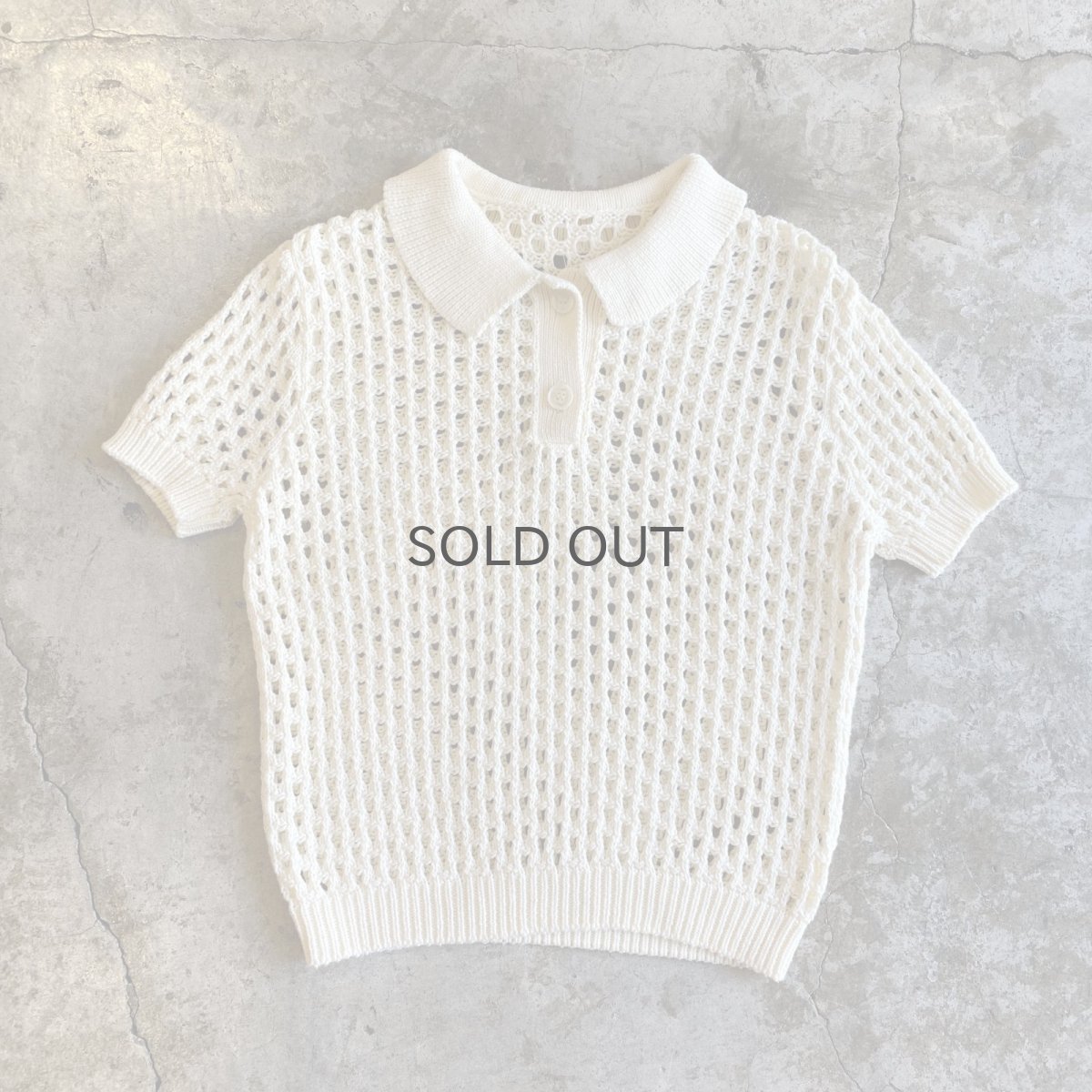 画像1: CROCHET MESH DESIGN S/S POLO SHIRT / Ladies M  (1)