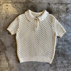 画像1: CROCHET MESH DESIGN S/S POLO SHIRT / Ladies M  (1)