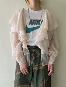 画像15: OLD FRILL DESIGN COLLAR SHEER BLOUSE / Ladies M / MADE IN ENGLAND (15)