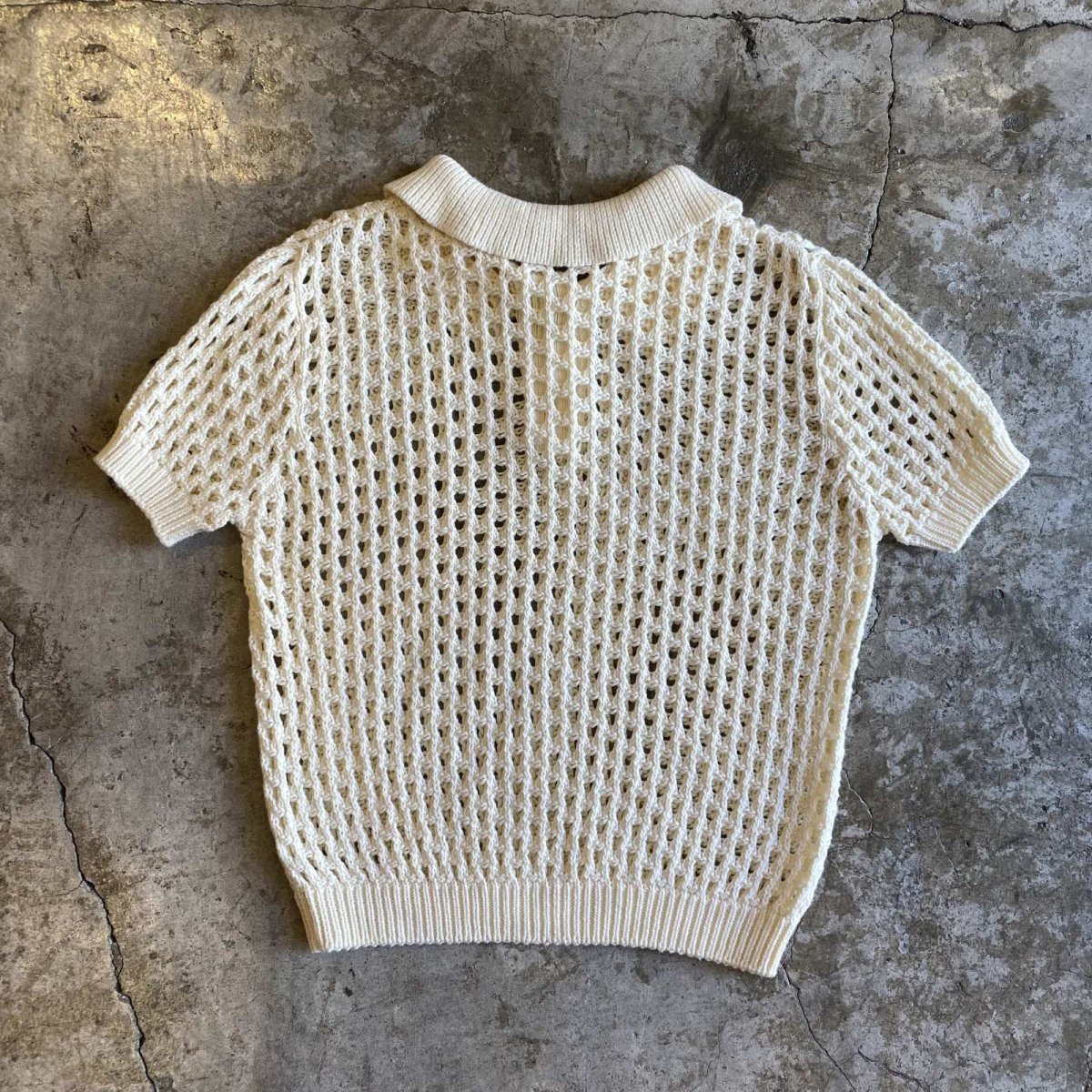 画像2: CROCHET MESH DESIGN S/S POLO SHIRT / Ladies M  (2)
