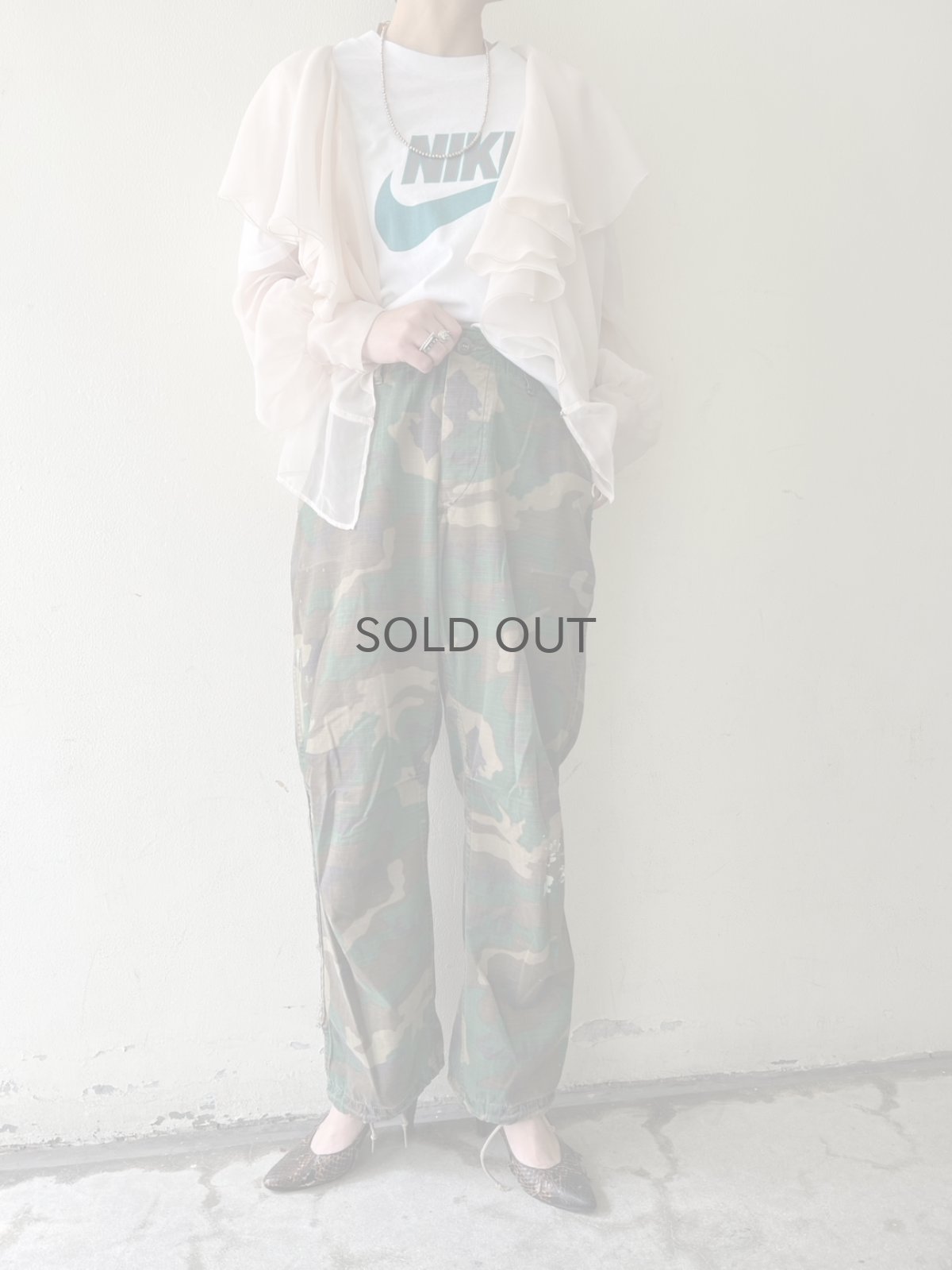 画像14: OLD FRILL DESIGN COLLAR SHEER BLOUSE / Ladies M / MADE IN ENGLAND (14)