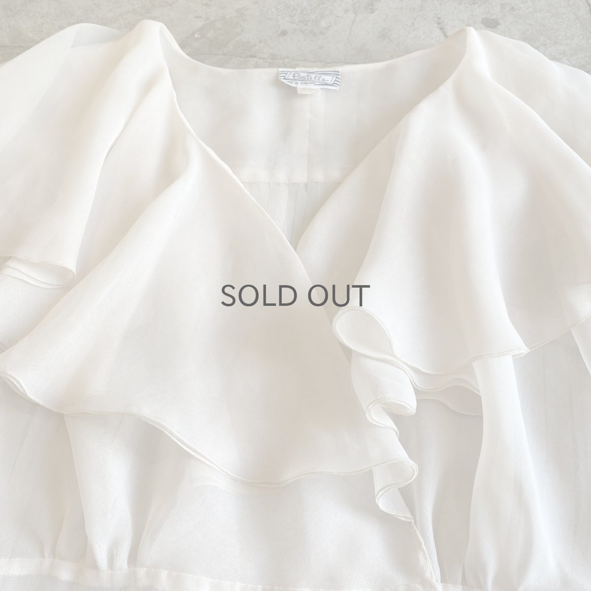 画像4: OLD FRILL DESIGN COLLAR SHEER BLOUSE / Ladies M / MADE IN ENGLAND (4)