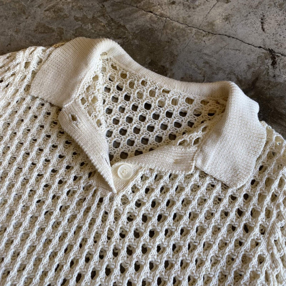 画像6: CROCHET MESH DESIGN S/S POLO SHIRT / Ladies M  (6)