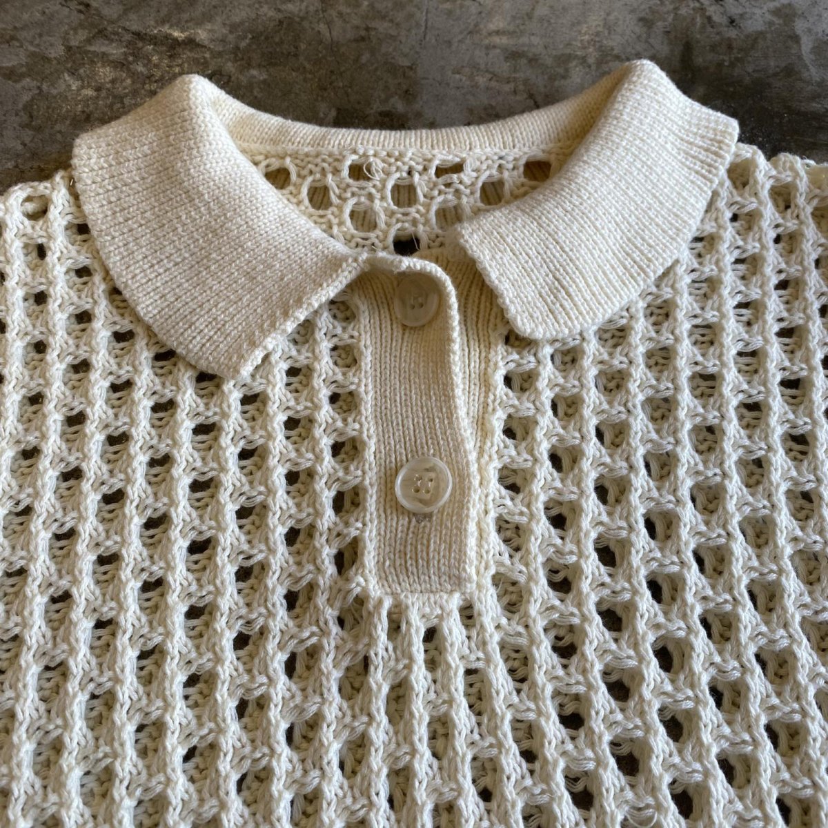 画像4: CROCHET MESH DESIGN S/S POLO SHIRT / Ladies M  (4)