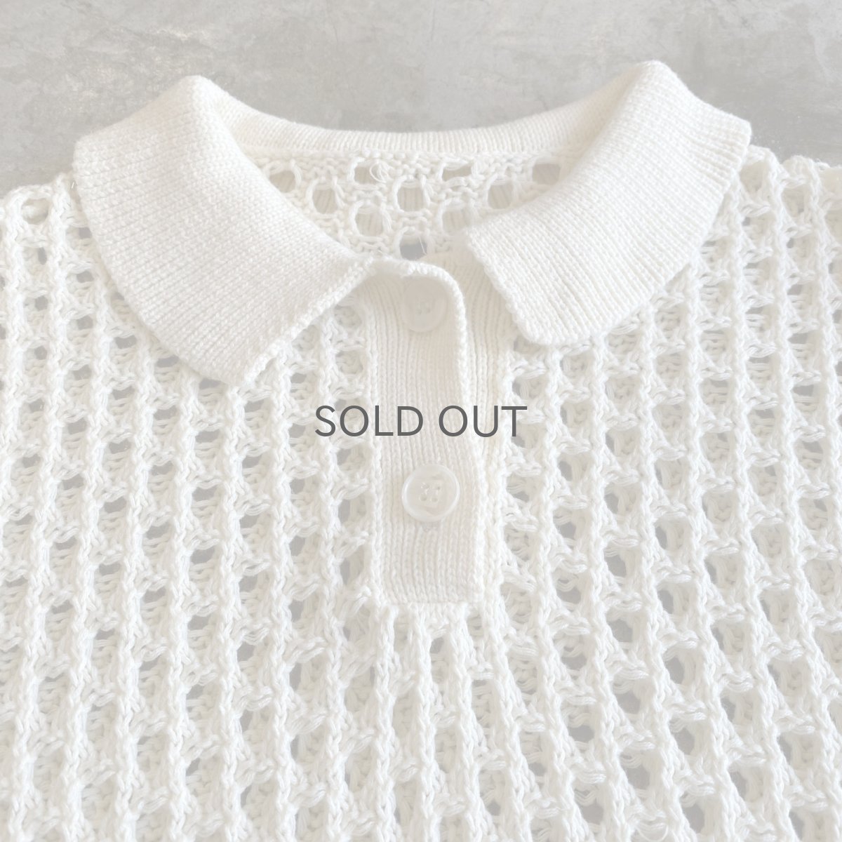 画像4: CROCHET MESH DESIGN S/S POLO SHIRT / Ladies M  (4)