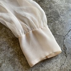 画像11: OLD FRILL DESIGN COLLAR SHEER BLOUSE / Ladies M / MADE IN ENGLAND (11)
