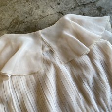 画像10: OLD FRILL DESIGN COLLAR SHEER BLOUSE / Ladies M / MADE IN ENGLAND (10)