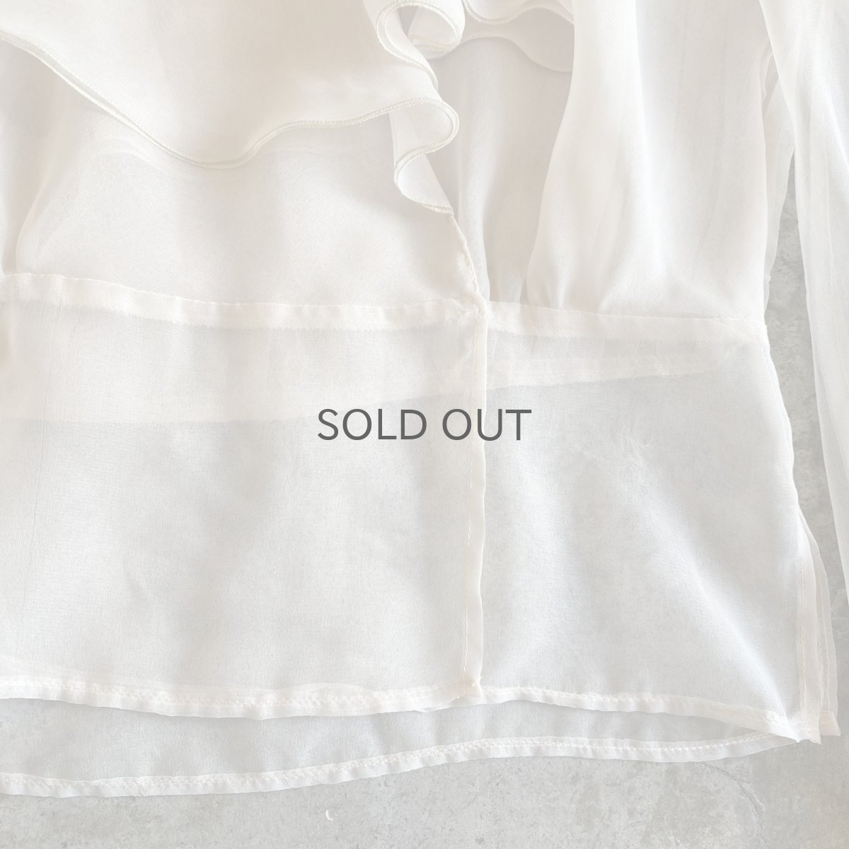 画像5: OLD FRILL DESIGN COLLAR SHEER BLOUSE / Ladies M / MADE IN ENGLAND (5)